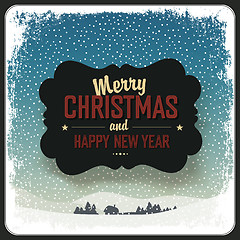 Image showing Merry Christmas Greeting Retro Card. Vector