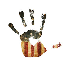 Image showing Handprint with united states flag texture