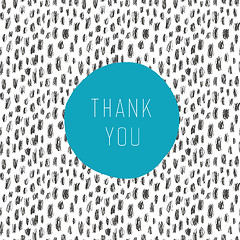Image showing Thank you card. With hand-drawn doodles background