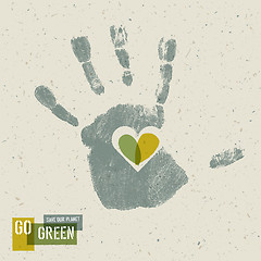 Image showing Go Green Concept Poster With Handprint Symbol