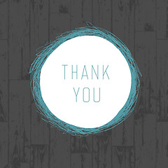 Image showing Thank you vintage greeting card with wooden background. Vector