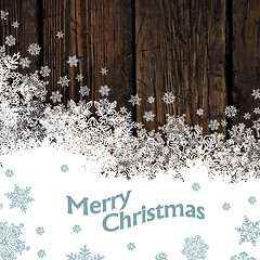Image showing Merry Christmas Design On Hardwood Planks Texture. Vector