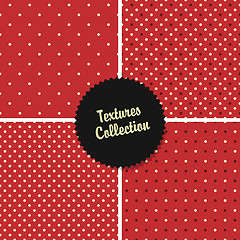 Image showing Classical Red Textured Polka Dot Seamless Different Patterns Col