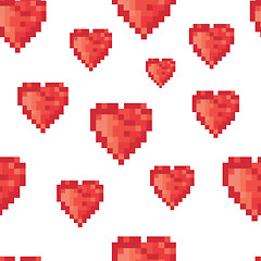 Image showing Pixel heart seamless pattern. Vector