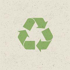 Image showing Recycled symbol on paper texture. Design set, Vector