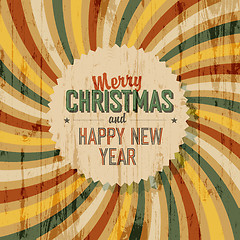 Image showing Merry Christmas greeting with colorful rays background, vector.