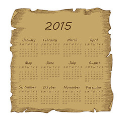 Image showing Aged scroll calendar 2015