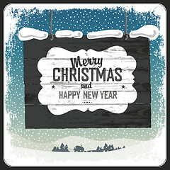 Image showing Merry Christmas Greeting Retro Card. Vector