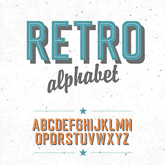 Image showing Old cinema styled alphabet. With textured background, vector, EP