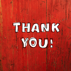 Image showing Thank You Card Design On Red Planks Texture. Vector