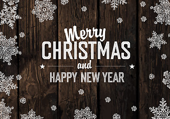 Image showing Christmas Greeting On Wooden Planks Texture. Vector