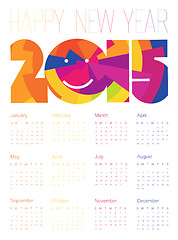 Image showing Happy New Year Colorful Calendar 2015 Design. Vector.