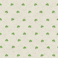 Image showing Clover leaf seamless pattern on paper texture. Vector, EPS10
