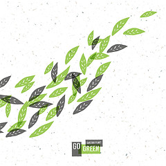 Image showing Go Green Concept Poster With Leaves. Vector