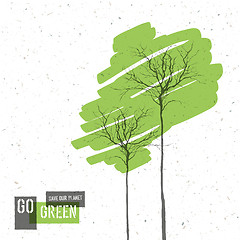 Image showing Go Green Concept Poster With Trees. Vector