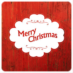 Image showing Merry Christmas VIntage Design On Red Planks. Vector