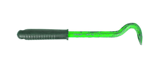 Image showing Old green crowbar