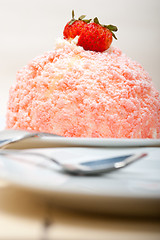 Image showing fresh strawberry and whipped cream dessert