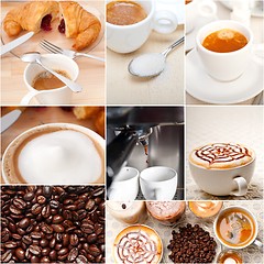 Image showing selection of different coffee type on collage composition 