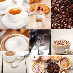 Image showing selection of different coffee type on collage composition 