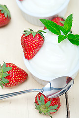 Image showing organic Greek yogurt and strawberry