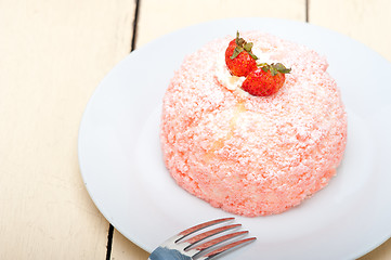 Image showing fresh strawberry and whipped cream dessert