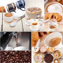 Image showing selection of different coffee type on collage composition 