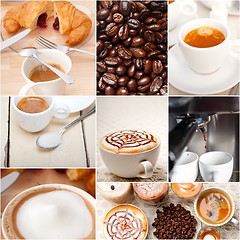 Image showing selection of different coffee type on collage composition 