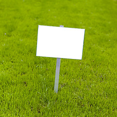 Image showing Sign on grass