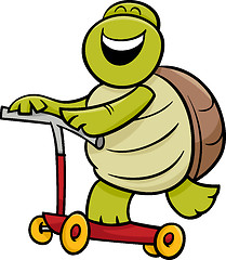 Image showing turtle on scooter cartoon illustration