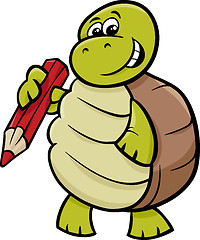 Image showing turtle with pencil cartoon illustration