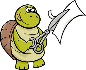 Image showing turtle with scissors cartoon illustration