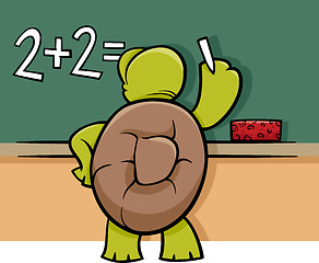 Image showing turtle at blackboard cartoon illustration