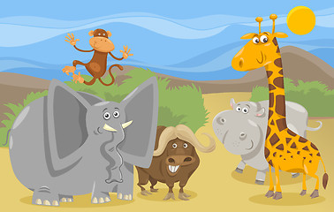 Image showing safari animals group cartoon illustration