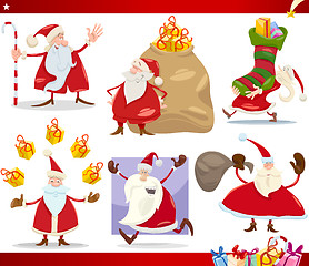 Image showing santa claus and christmas cartoon set