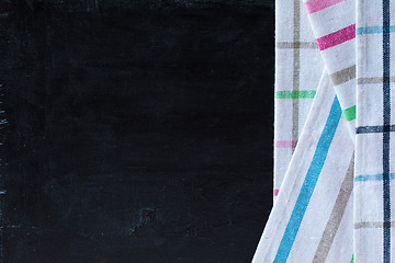 Image showing tablecloth textile on blackboard