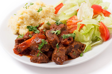 Image showing Greek beef in red sauce