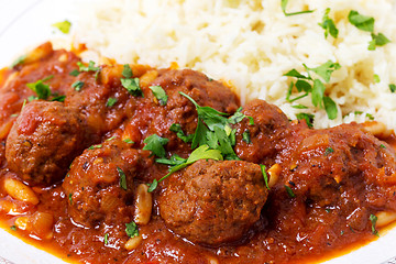 Image showing Dawood basha arab meatballs closeup