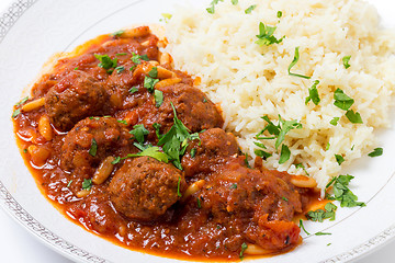 Image showing Dawood basha arab meatballs with rice