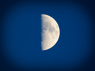 Image showing Retro look First quarter moon