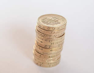 Image showing Pound coin pile