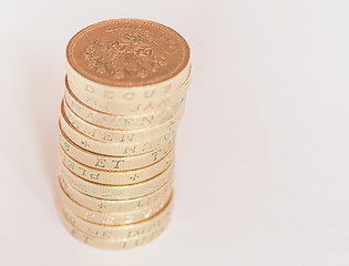 Image showing Pound coin pile