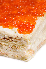 Image showing layered red caviar pie