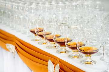 Image showing many glasses on buffet table