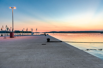 Image showing Peaceful sunset at the jetty