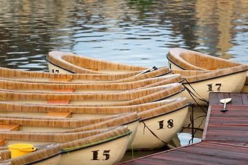 Image showing Wooden canoes 