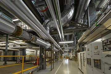 Image showing Industrial pipes in a thermal power plant