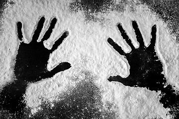 Image showing Hand prints in flour