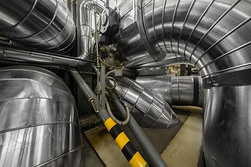 Image showing Industrial pipes in a thermal power plant