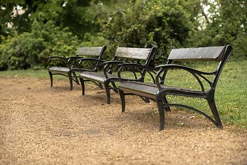 Image showing Stylish bench in autumn park